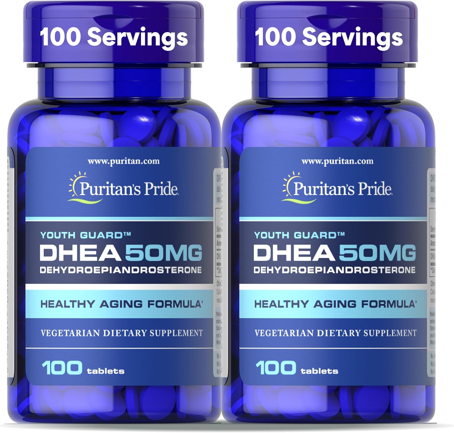 Puritan's Pride Youth Guard DHEA 50 mg, 200 Comprimidos (2 Envases de 100)