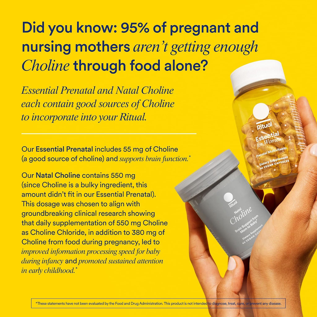 Ritual Multivitamínico Prenatal para Mujeres - Vitaminas y Minerales Esenciales para el Embarazo - Ácido Fólico, Colina, Omega-3 DHA, Hierro - Vegano - Menta - 60 Cápsulas - 30 Dosis