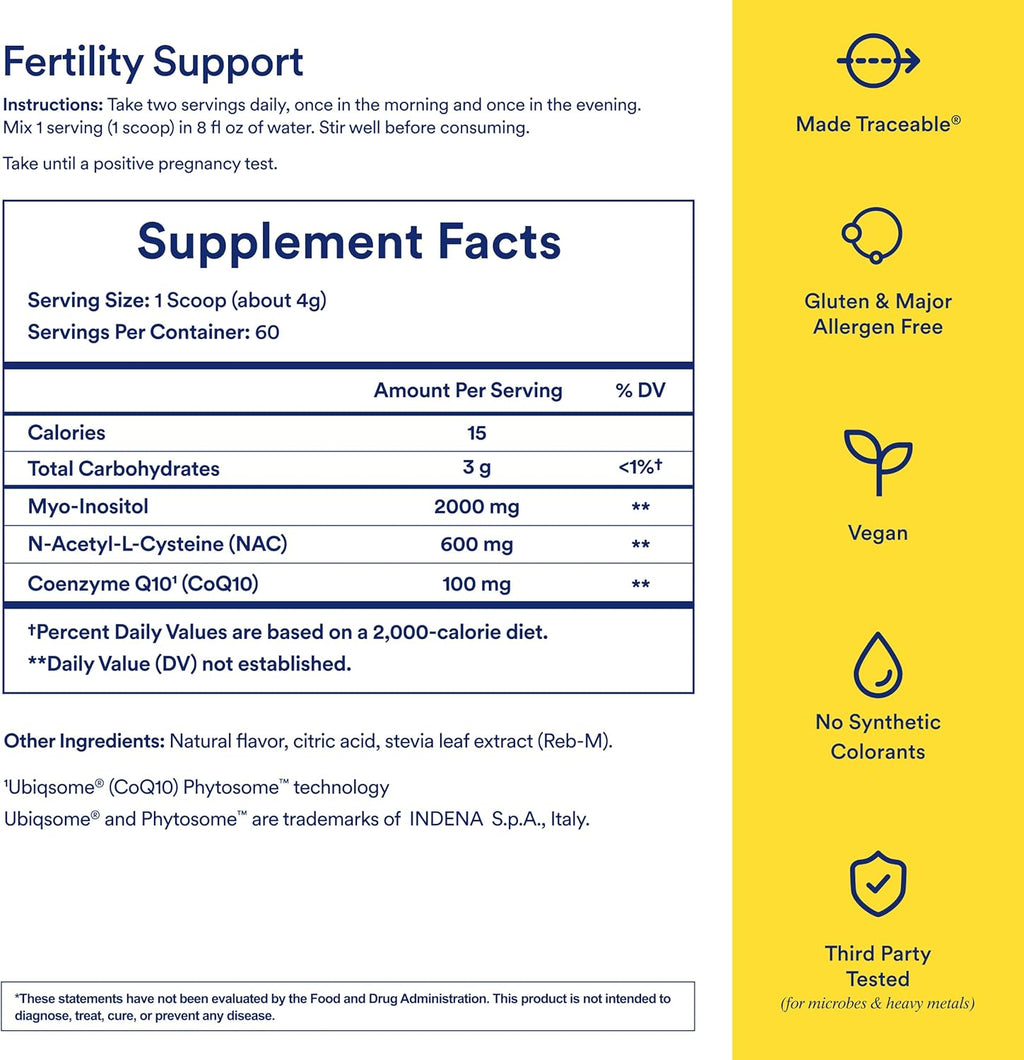 Ritual Myo-Inositol, NAC y CoQ10 - Suplemento femenino 3 en 1 en polvo para bebida