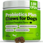 Deley Naturals Probióticos Plus Masticables para Perros - 5 Mil Millones UFC con Enzimas Digestivas - Sabor a Calabaza - 90 Unidades