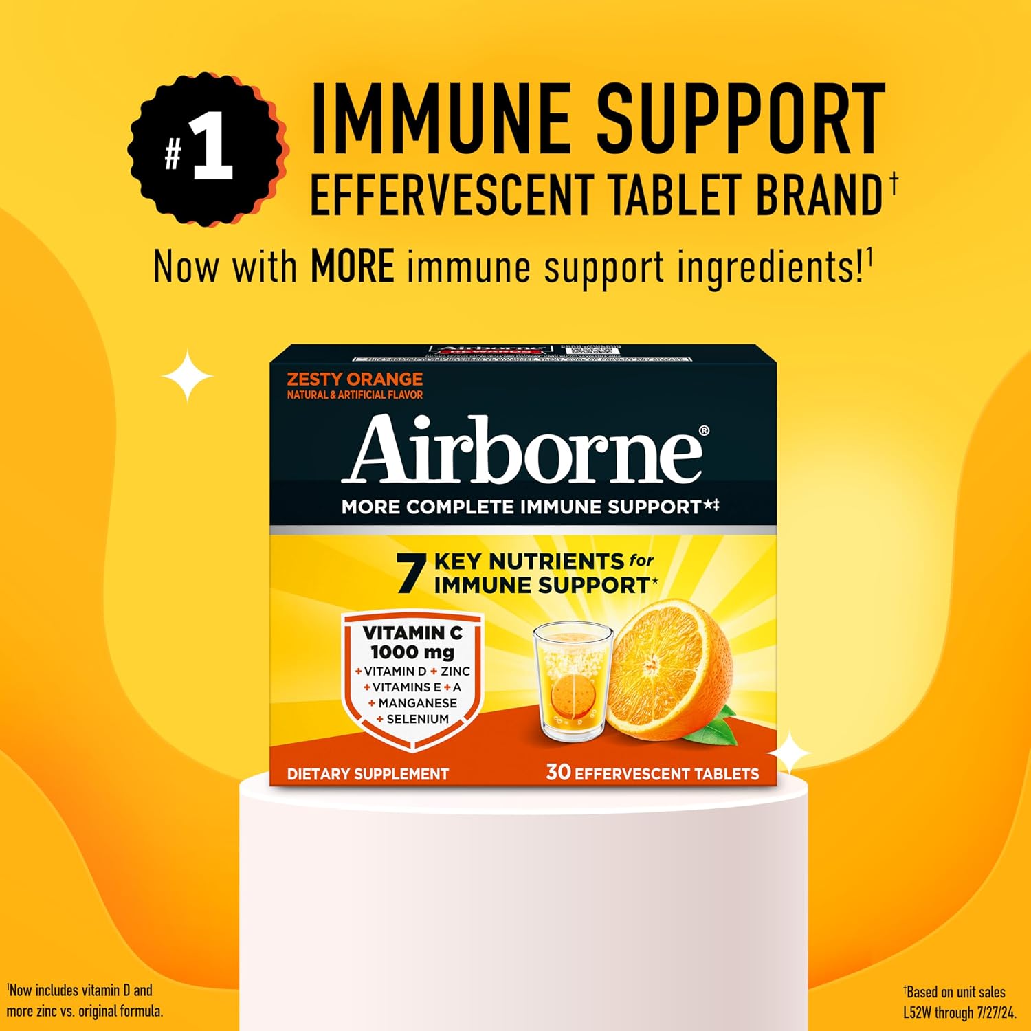 Airborne Comprimidos Efervescentes para el Sistema Inmunitario, Sabor Naranja - 30 unidades