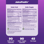 Natrol JuiceFestiv, Cápsulas de Frutas y Verduras Orgánicas con Probióticos y Enzimas, 90 Cápsulas (2 Envases)