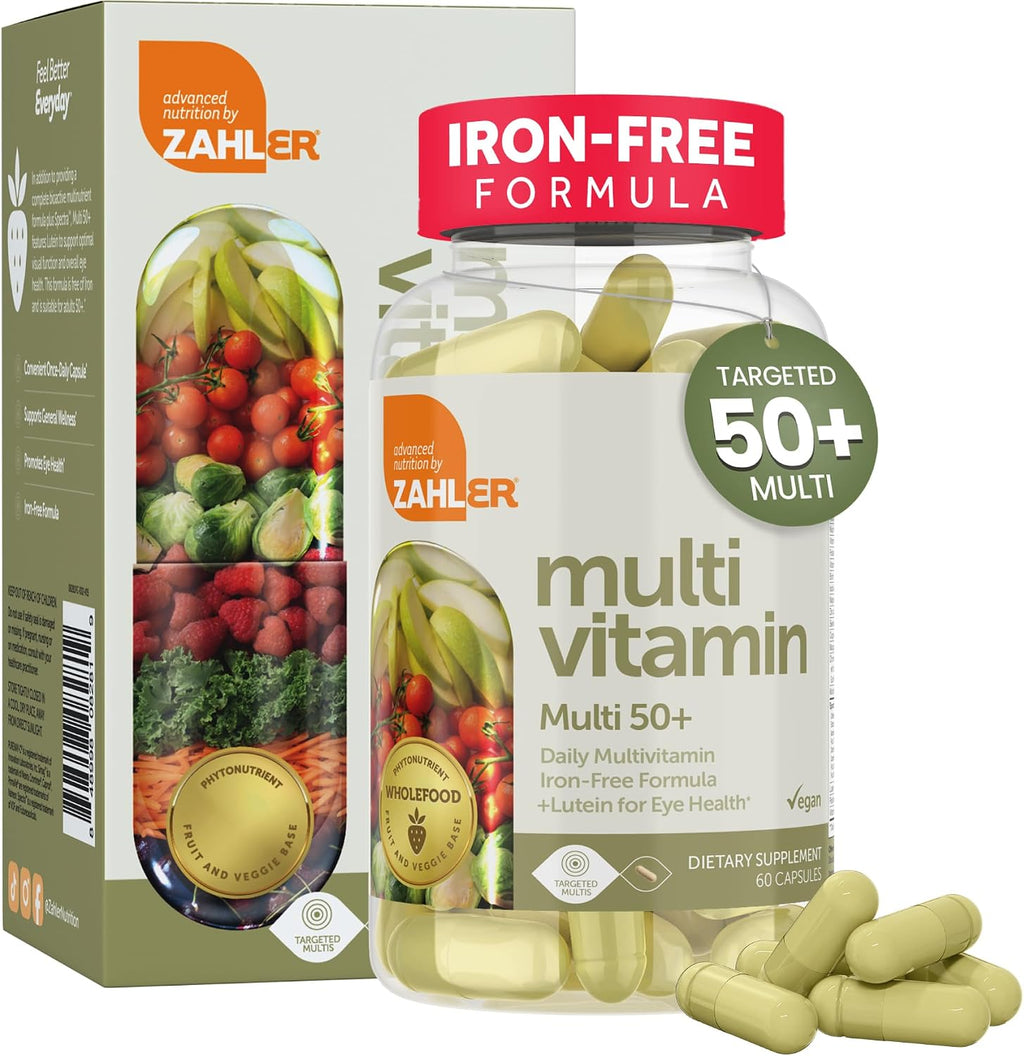 Zahler Multivitamínico 50+ Sin Hierro con Luteína, 60 Cápsulas