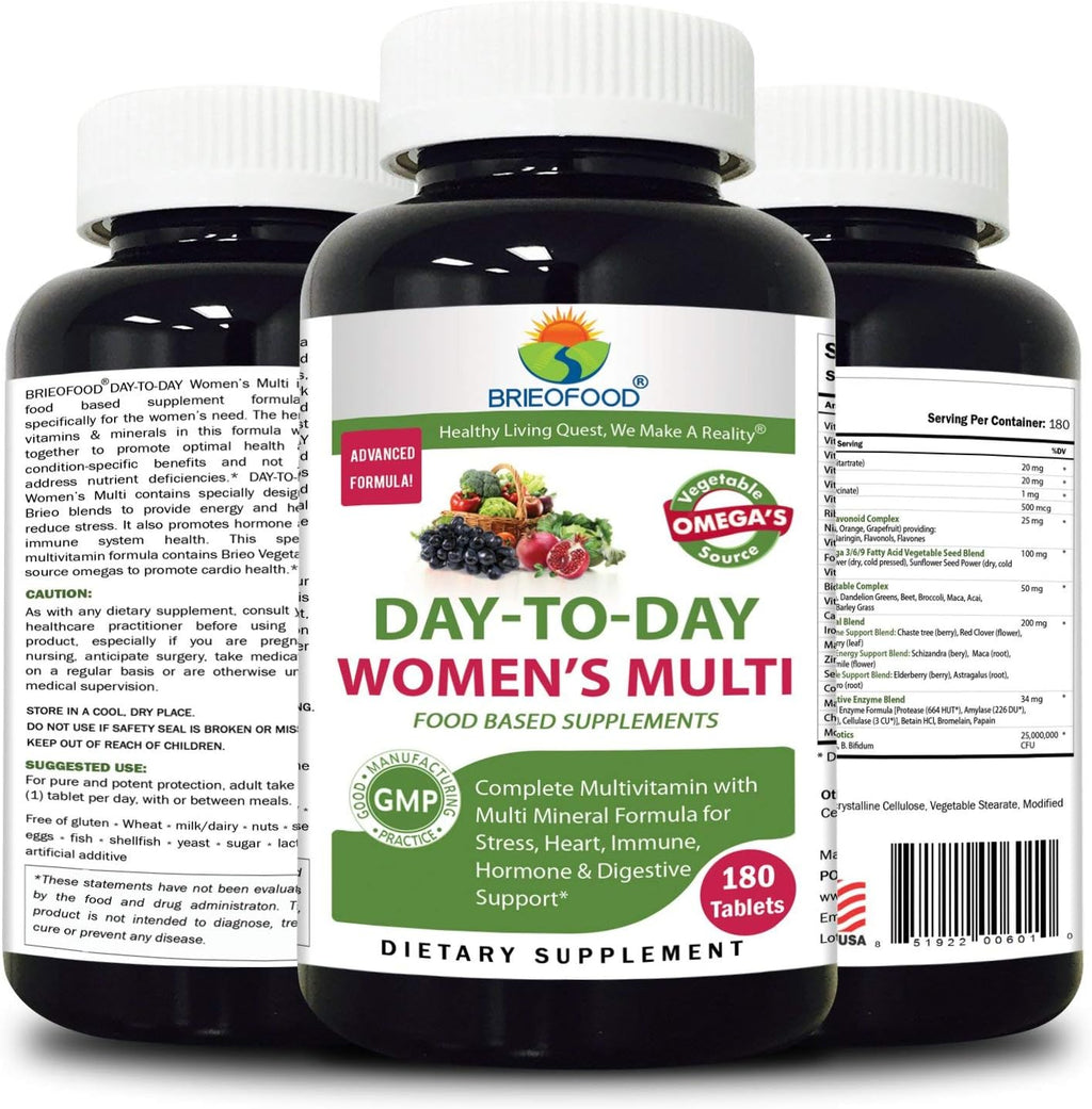 Briofood, Multivitamínico Diario para Mujeres - Multivitamínico para Mujeres con Omega Vegetal (180 Comprimidos)