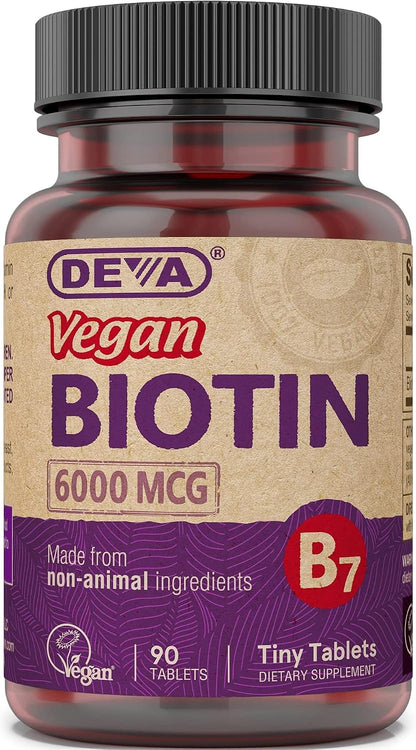 DEVA Biotina Vegana 6000 mcg - Suplemento de – La biotina contribuye al metabolismo energético normal. – Image 1