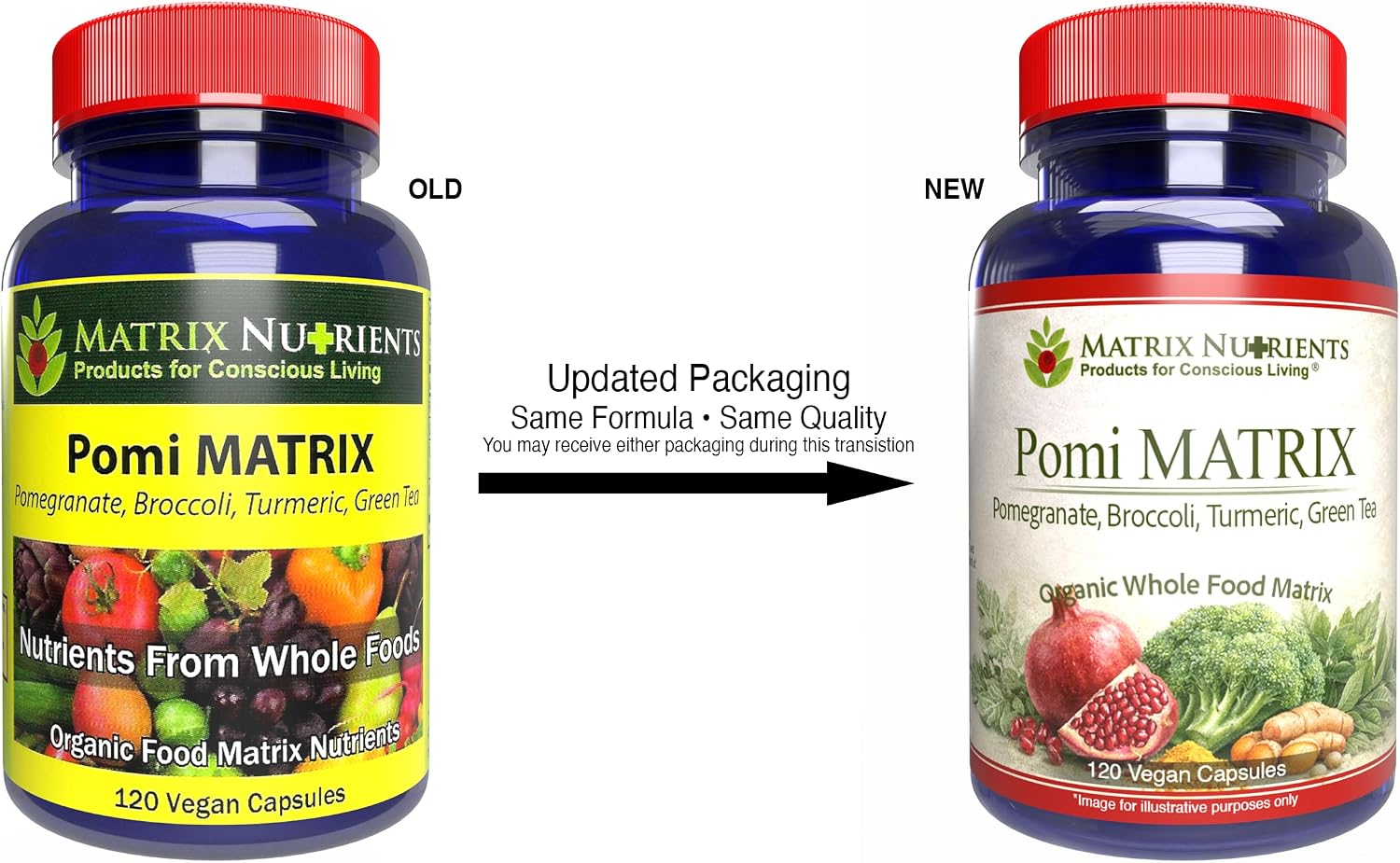 POMI Matrix - Fórmula Potenciada con Granada, Té Verde, Cúrcuma y Brócoli - 10 Veces Más Fuerte - Cápsulas Veganas