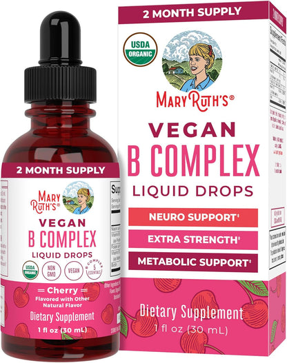 MARYRUTH'S Organics Complejo B | Gotas Líquidas de Vitaminas B | Biotina | B12 | Niacina | Folato | Apoyo Metabólico | – Image 1