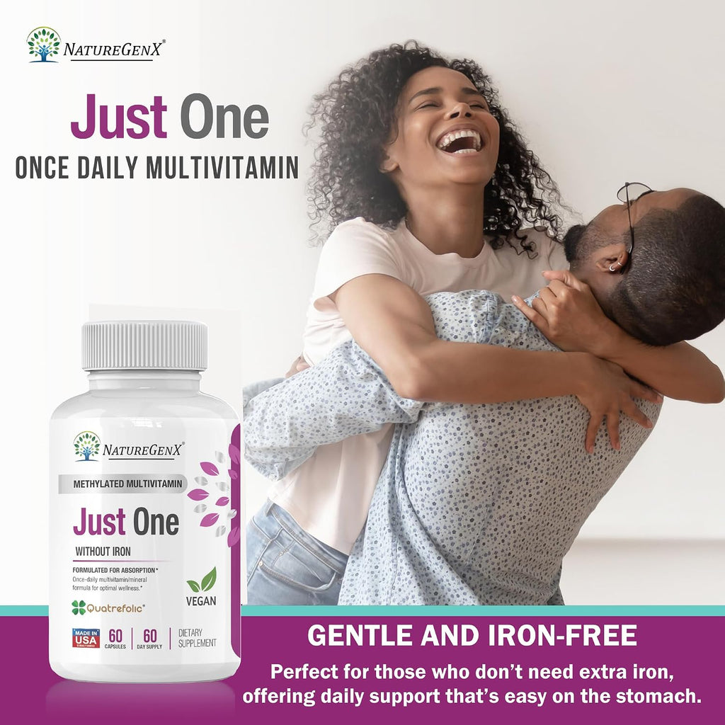 NatureGenX Just One Daily Methylated Multivitamin – Iron-Free – 60 Cápsulas (2 Meses)