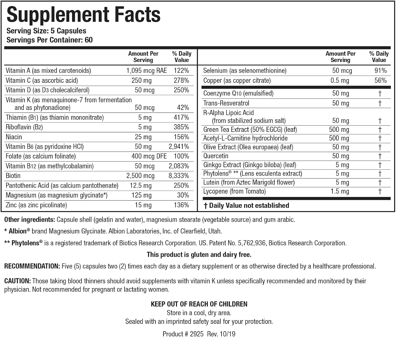 Biotics Research VasculoSirt – Apoyo cardiovascular y flujo sanguíneo (300 cápsulas)