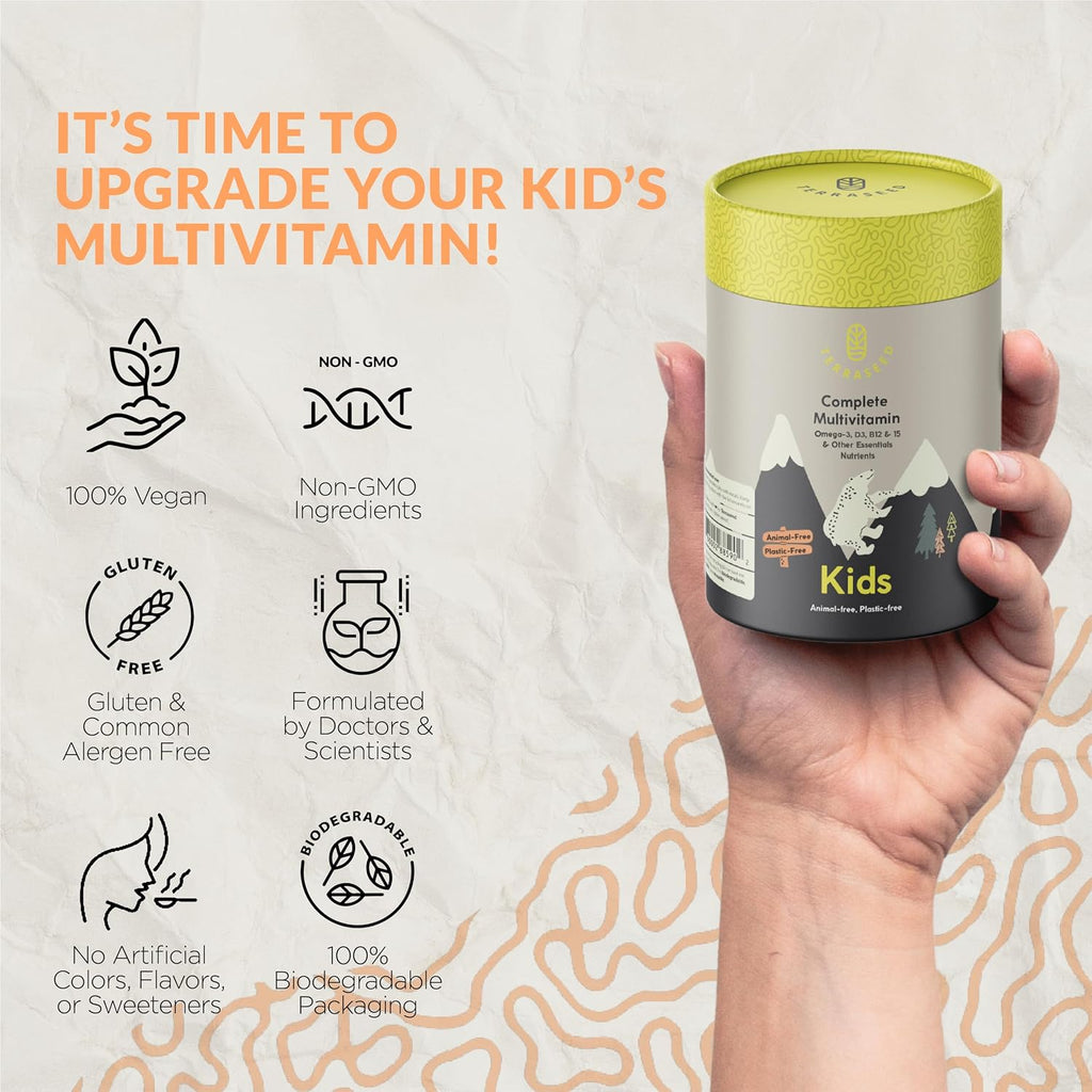 Gominolas Multivitamínicas Completas para Niños - con Omega 3,6,9, Vitamina B12, Ácido Fólico, Yodo, Vitamina C, Zinc - Multivitamínico Diario Vegano Premium para Niños 2+ (60 Gominolas)