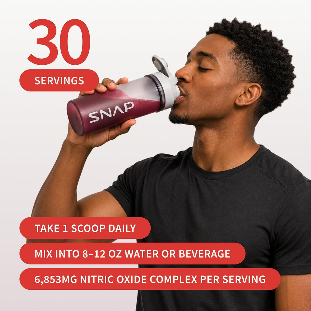 Snap Supplements Remolacha Orgánica en Polvo - Potenciador de Óxido Nítrico con Granada y Espinaca Roja - Sin Cafeína - 30 Servicios