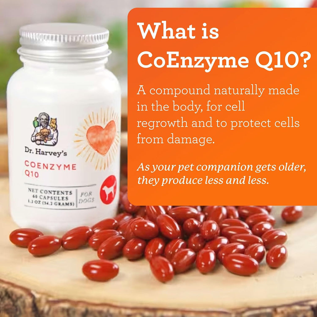 Dr. Harvey's Coenzyme Q10 - Suplemento de Apoyo Cardíaco y Cardiovascular para Perros, 60 Cápsulas