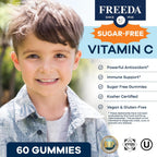 FREEDA Vitamin C Kids - Gomitas de Vitamina C sin Azúcar - Pack de 2 (60 cada una) - Sabor Naranja - Kosher - Vegano