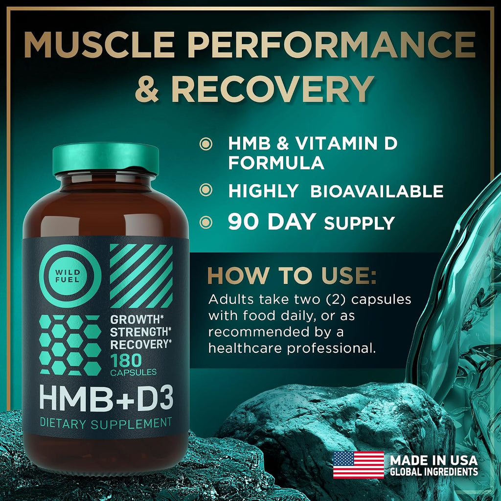 WILD FUEL HMB 3000mg con Vitamina D3 - 180 Cápsulas