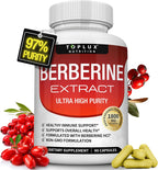 Toplux Berberine 1800mg - Berberina HCL 97% Pureza - 90 Cápsulas Veganas
