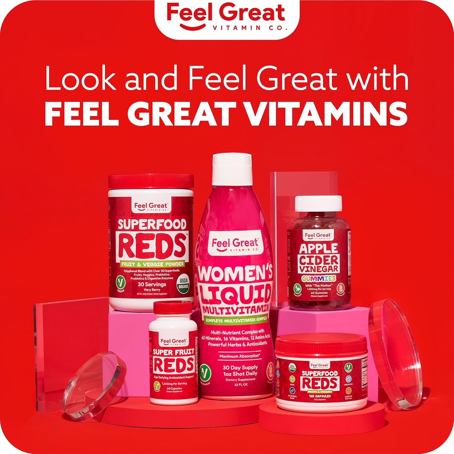 Feel Great Organic Superfood Reds Powder - Remolacha, Frutas y Verduras - Apoyo Digestivo y Antioxidante