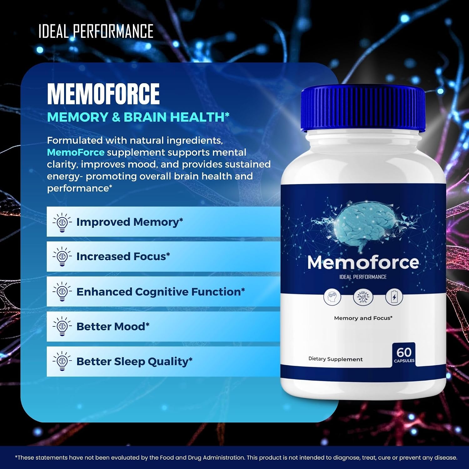 Memoforce Brain – Cápsulas Avanzadas para Memoria y Enfoque (3 Envases)