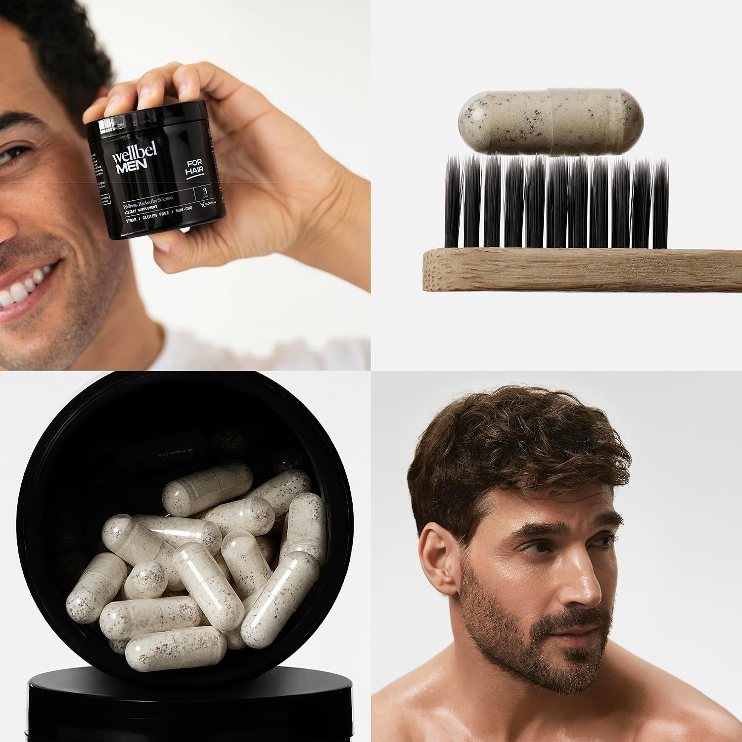 WELLBEL Men Complemento para Cabello, Piel y Uñas, Vegano, Sin Gluten y No GMO, 90 Cápsulas