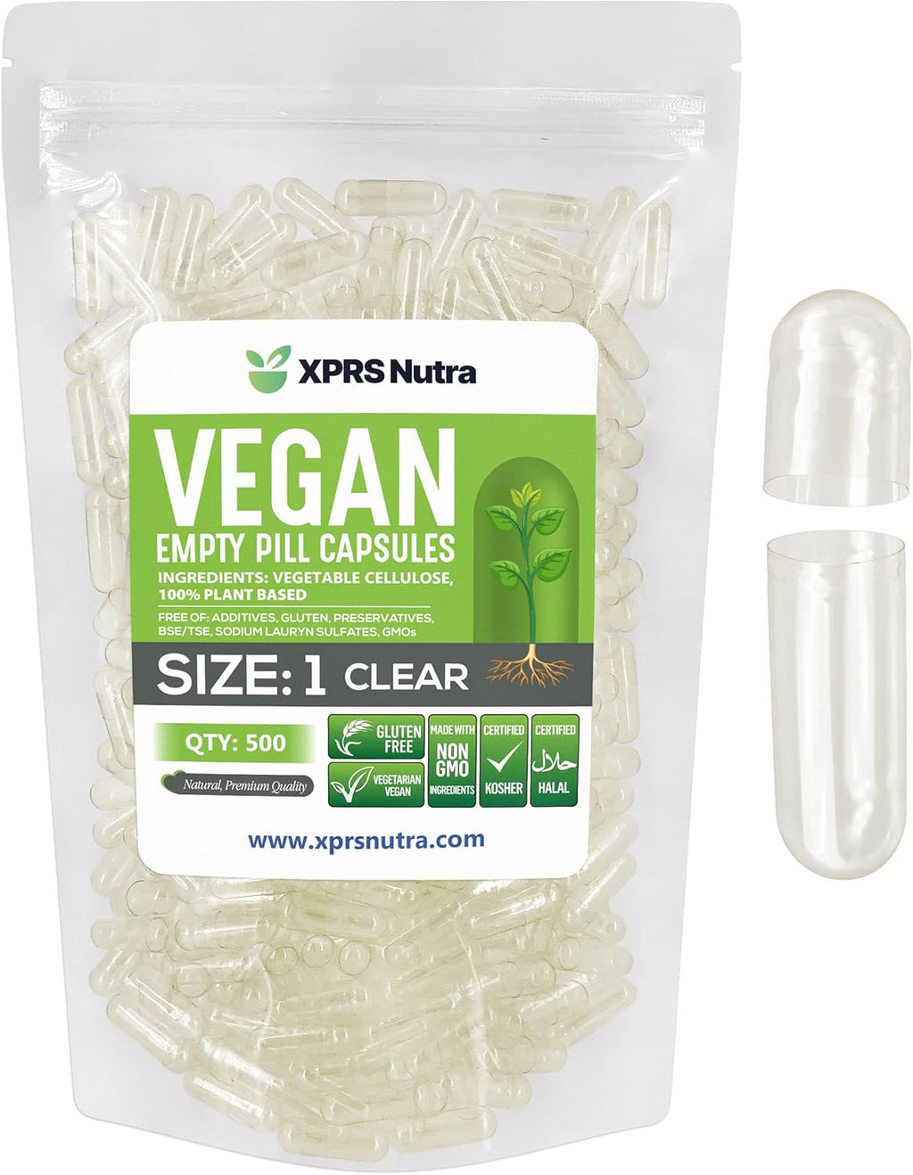 Cápsulas Vacías Tamaño 1 Veganas - 1000 Unidades - XPRS Nutra (Azul)