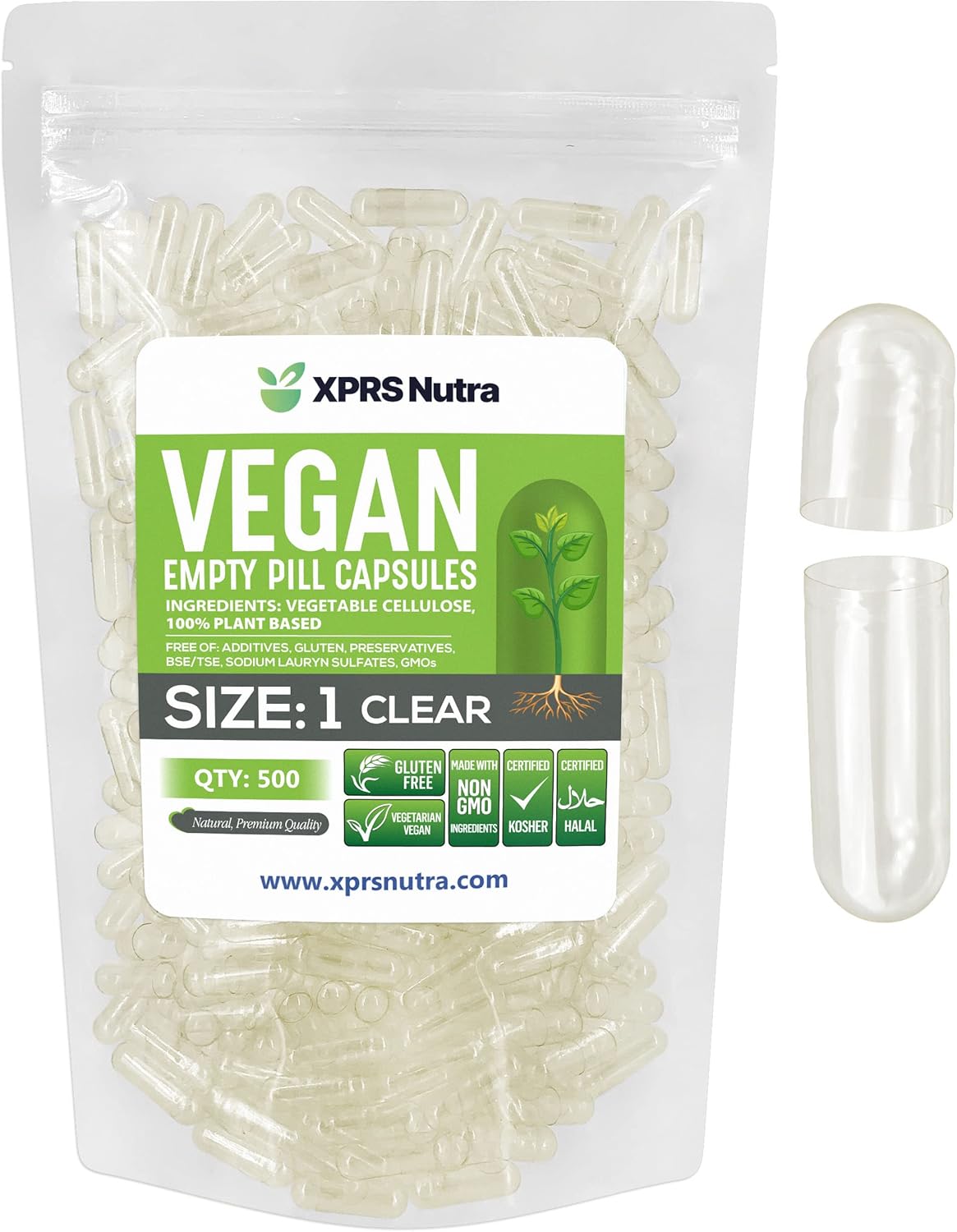 Cápsulas Vacías Tamaño 1 Veganas - 1000 Unidades - XPRS Nutra (Azul)