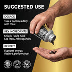 Shilajit para Hombres - Complejo con Sea Moss, Tongkat Ali, Ashwagandha y CoQ10 - 90 Cápsulas