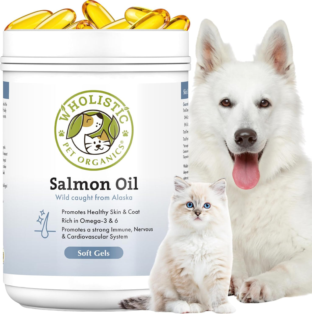 Wholistic Pet Organics Aceite de Salmón Salvaje de Alaska para Perros y Gatos - Omega 3 Liquido - 4 oz