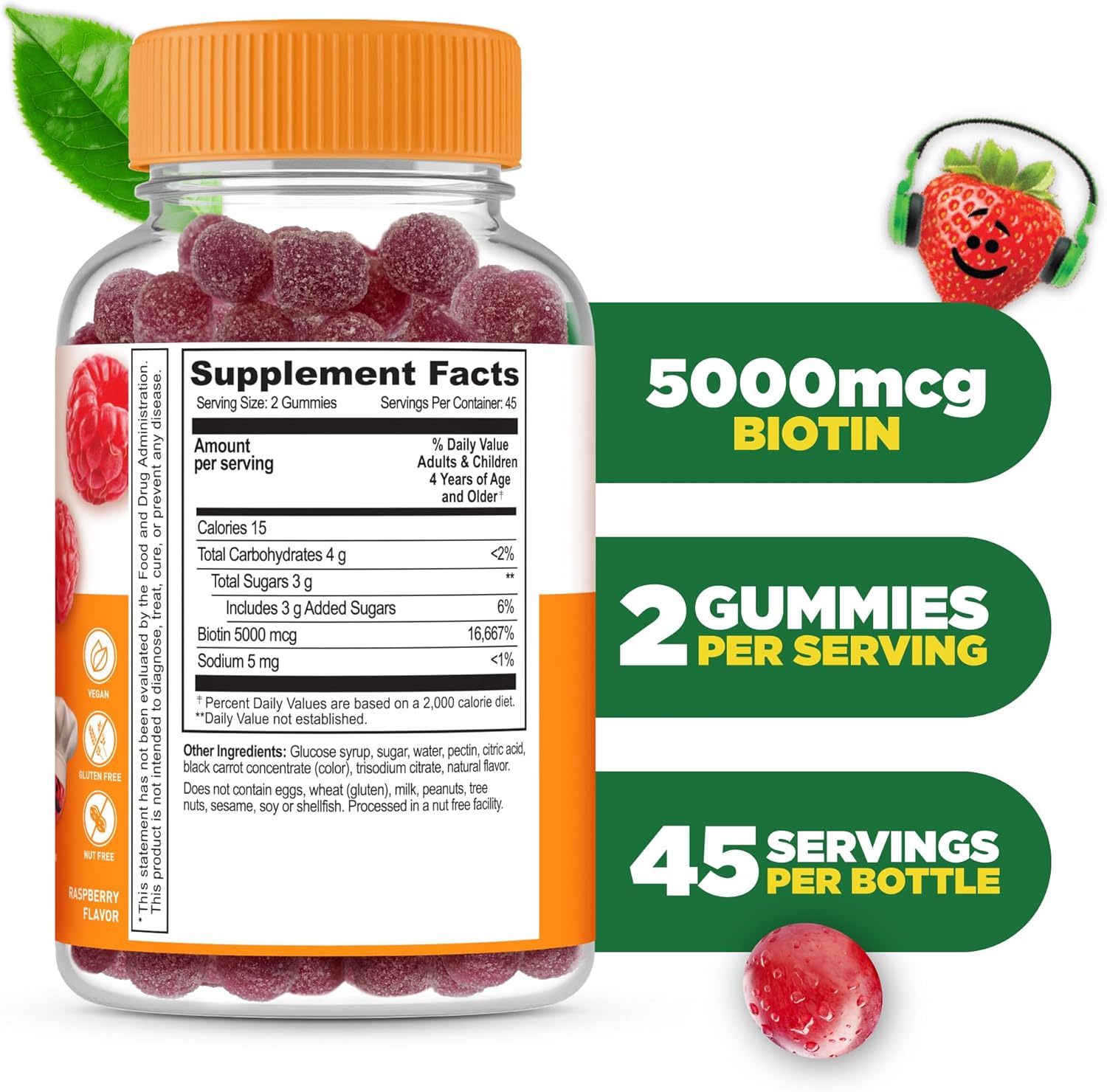 Lifeable Kids Biotin Gummies - 5000mcg - 90 Gominolas de Biotina para Niños