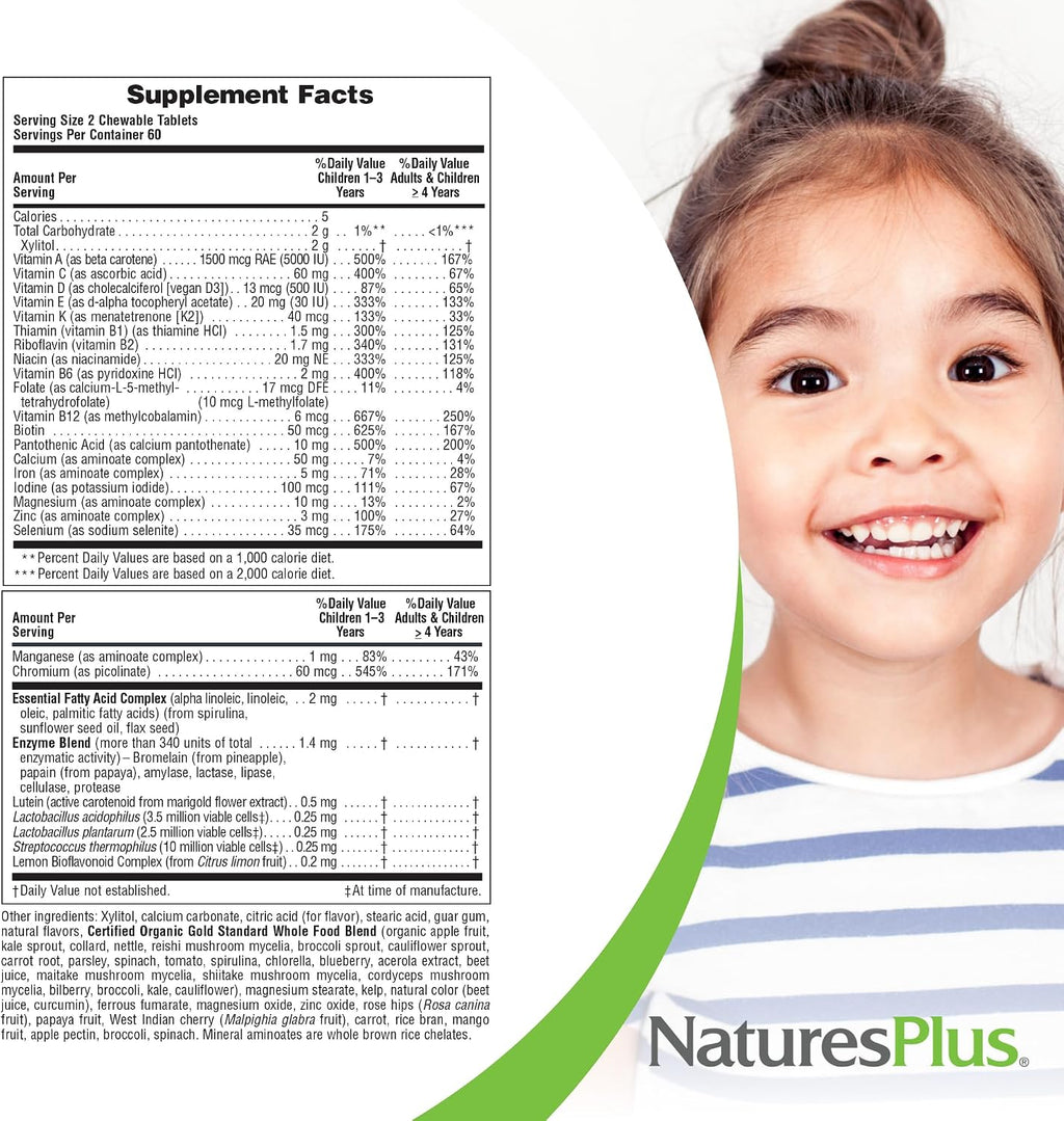 NaturesPlus Animal Parade Gold Multivitamin Infantil - 120 Comprimidos Masticables Sabor Sandía