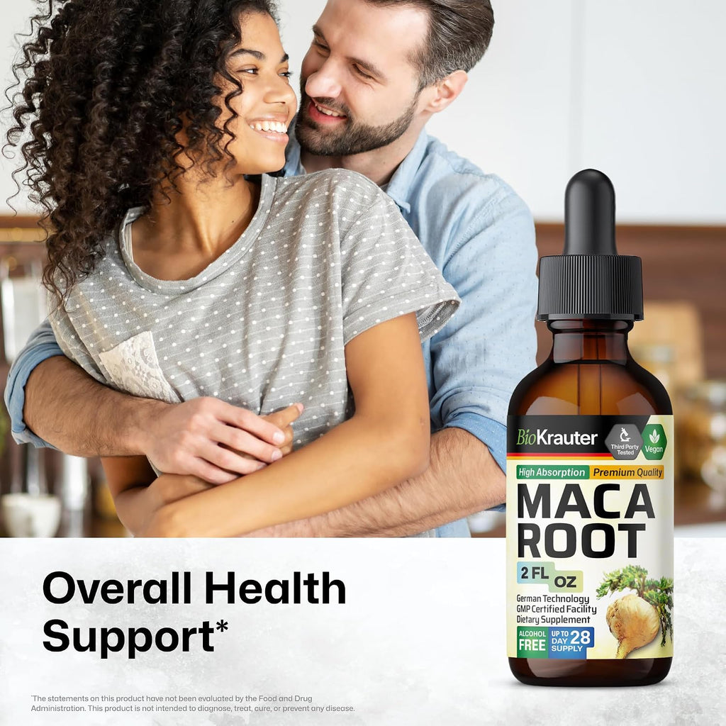 BIO KRAUTER® Maca Root for Women and Men - Vegan Maca Root Liquid Drops 680 mg for Drive & Active Lifestyle Support - 2 Fl.Oz., 28-Day Supply, Non-GMO, Alcohol & Sugar Free Herbal Supplements