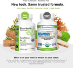 Power By Naturals Sea Moss Plus – Cápsulas Orgánicas de Musgo de Mar Irlandés con Bladderwrack y Raíz de Bardana – 120 Cápsulas (Suministro para 2 Meses)