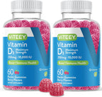 Viteey Vitamin D3 Gummies - 10.000 UI (250 mcg) - 120 Gominolas para Adultos y Jóvenes