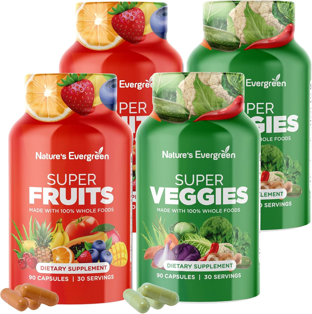 Nature's Evergreen Fruits and Veggies Supplement – 180 Cápsulas (Envase de 2)