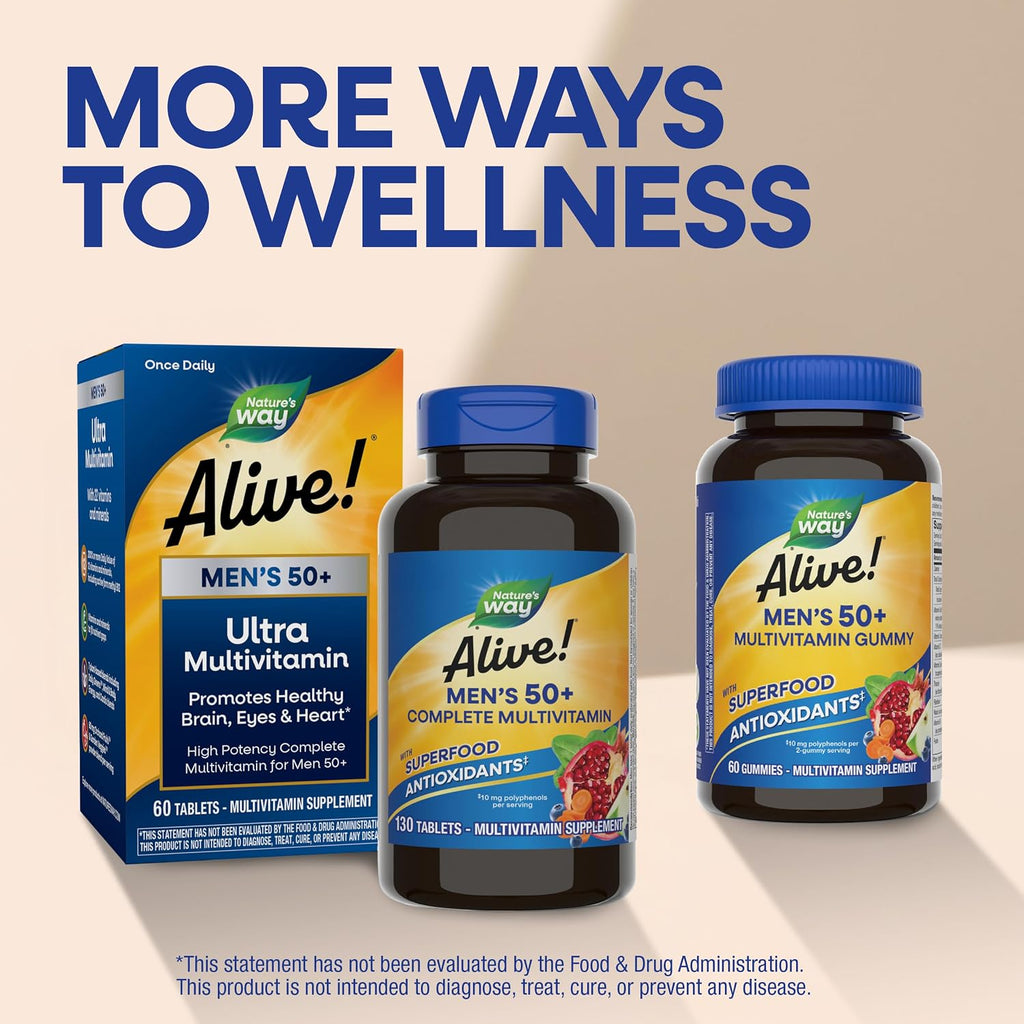 Nature's Way Alive! Multivitamínico Completo para Hombres 50+, 130 Comprimidos