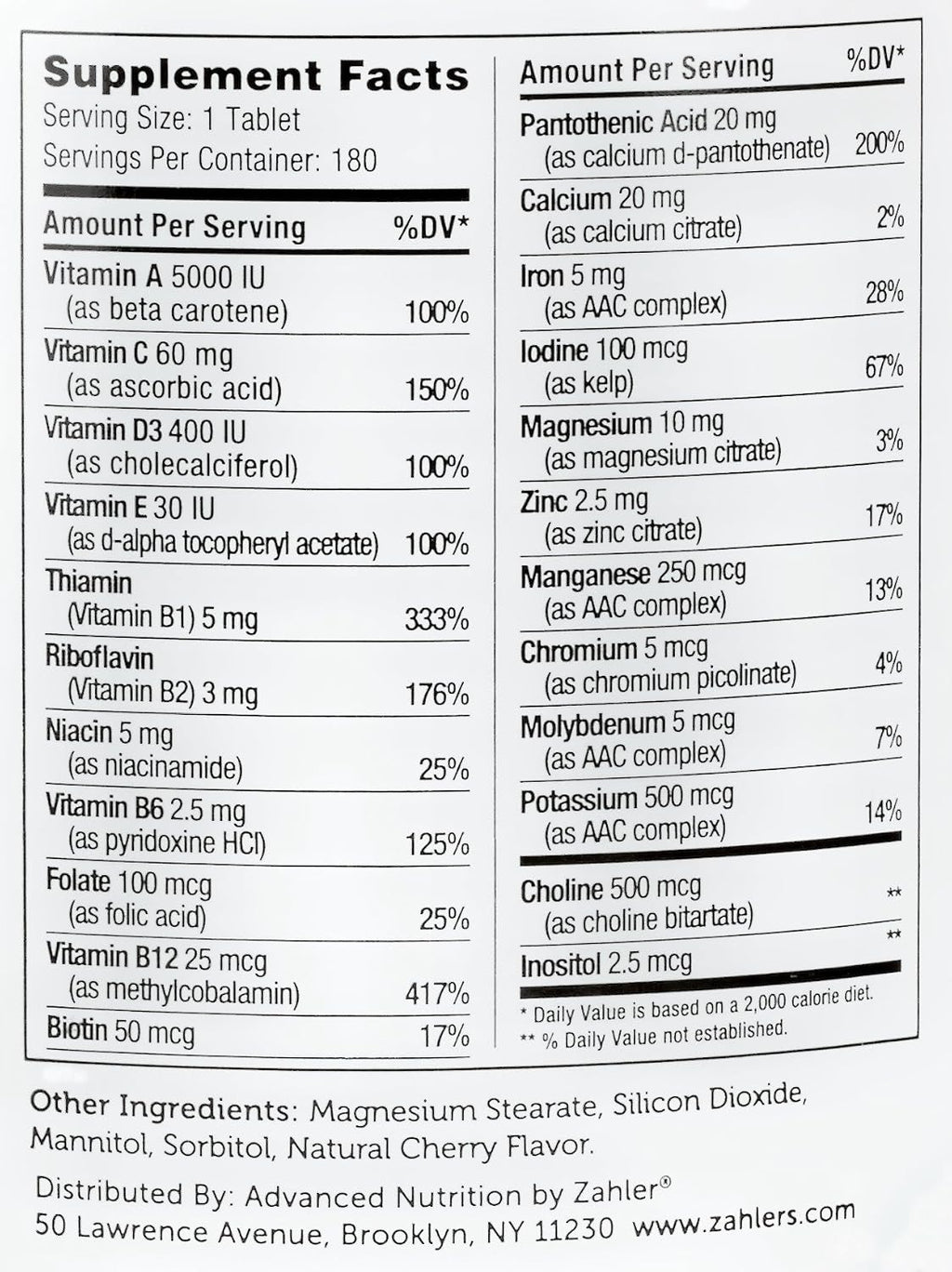 Zahler Junior Multi™ - Multivitamínico Infantil Completo - Sabor Cereza Natural - 180 Comprimidos Masticables