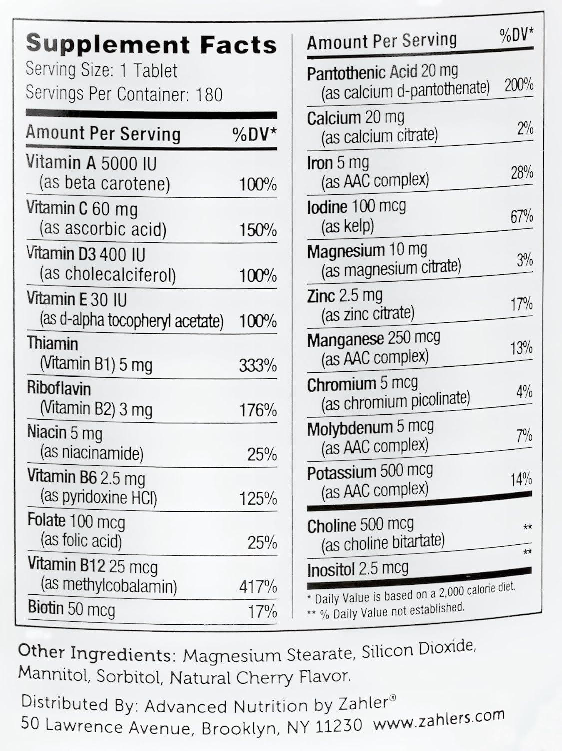 Zahler Junior Multi™ - Multivitamínico Infantil Completo - Sabor Cereza Natural - 180 Comprimidos Masticables