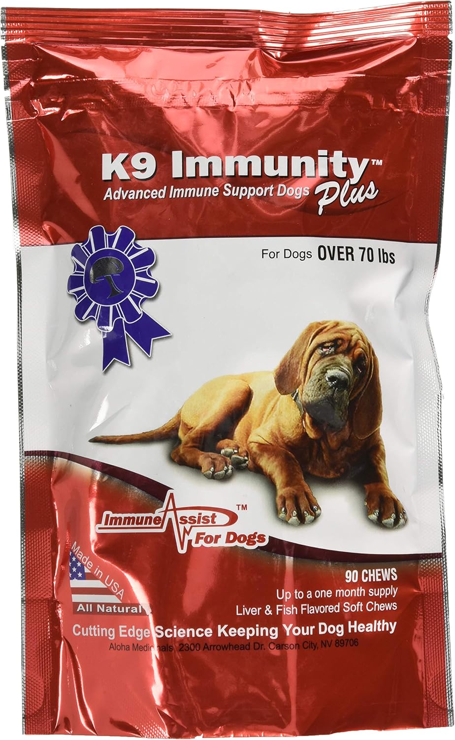 K9 Immunity Plus - Refuerzo Inmune Potente para Perros de más de 70 lbs - 90 Masticables Suaves
