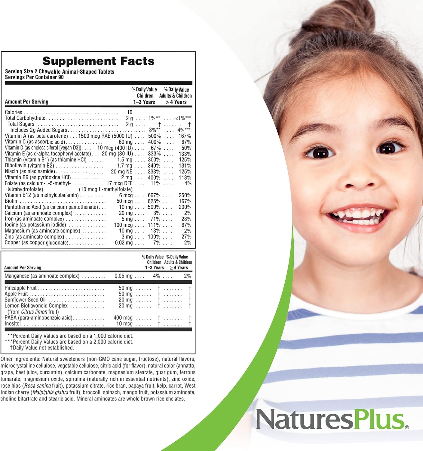 NaturesPlus Animal Parade Multivitamínico Infantil - 180 Comprimidos Masticables con Forma de Animal - Sabores Naturales - Vegetariano y Sin Gluten
