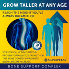 SILVERPEAKS Height Growth Maximizer - 60 Cápsulas con Calcio, Zinc, GABA y Vitamina D3