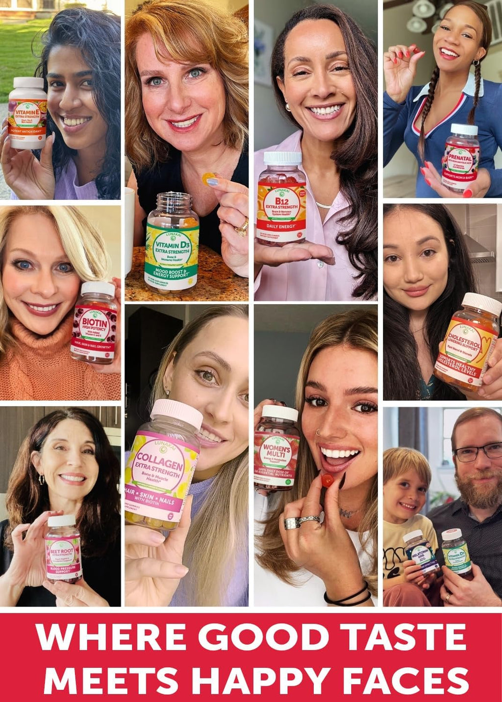 Lunakai Vitaminas Prenatales 17 en 1 con Hierro y Ácido Fólico – Gominolas para Mujeres, 60 Unidades