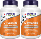 NOW Foods L-Tirosina 750 mg, 90 Cápsulas Veganas