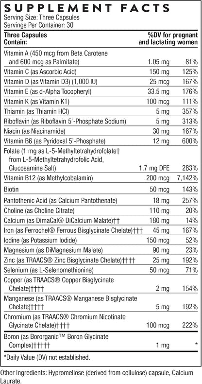 THORNE Basic Prenatal - Multivitamínico prenatal con folato activo y colina para embarazo y lactancia – Image 2