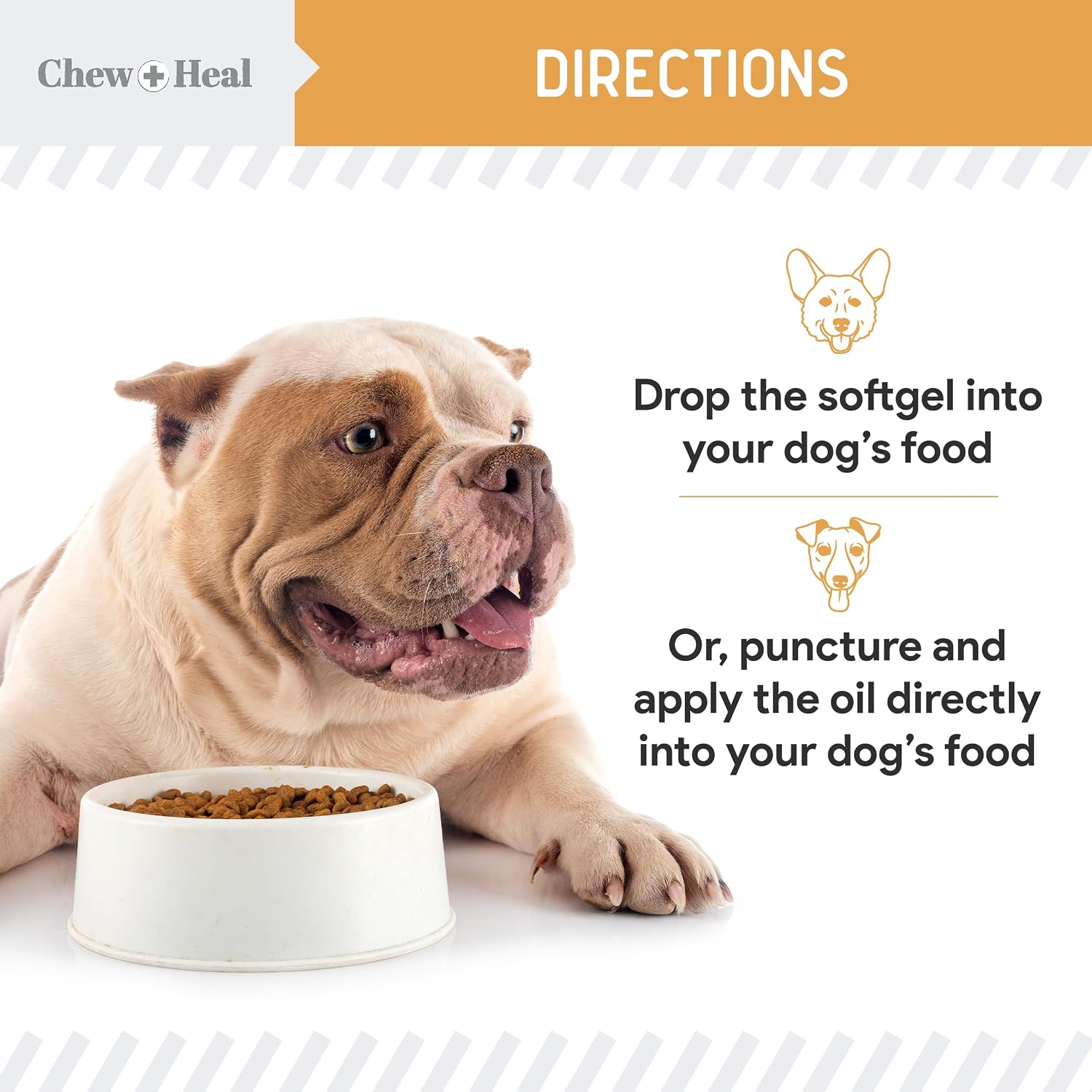 Chew + Heal Labs Aceite de Pescado Salvaje Omega 3 para Perros - 360 Mini Cápsulas Blandas de 300mg para Piel y Pelo Saludables