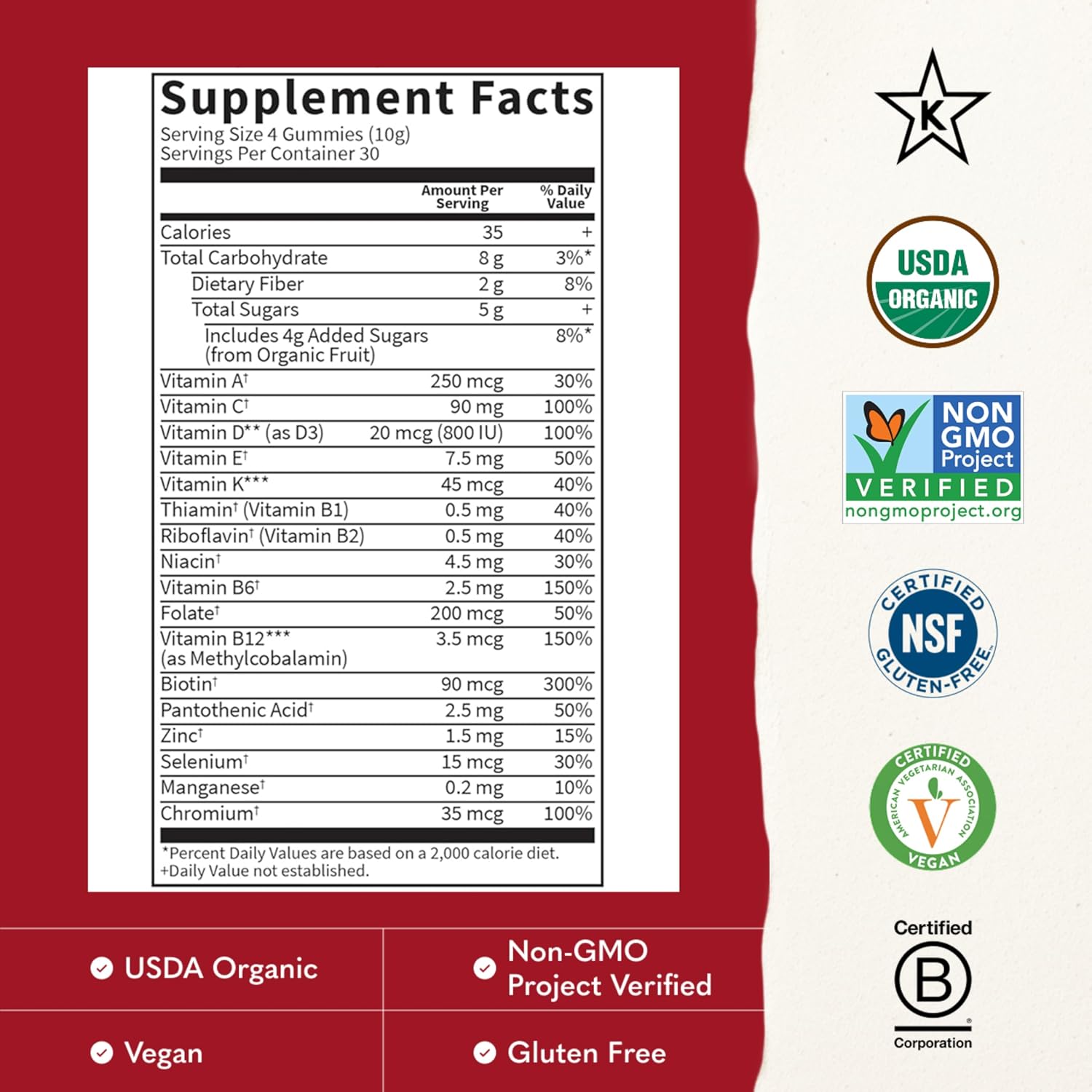 Garden of Life Organics Vitaminas para Niños en Gomitas – Multivitamínico Completo con B12, C y D3, Sabor Afrutado, USDA Orgánico, Non-GMO, Vegano, 120 Gomitas