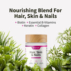 Snap Supplements Vitaminas para Cabello, Piel y Uñas con Biotina, Colágeno, Kelp y Bambú, 60 Cápsulas