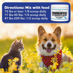 Probióticos para perros y gatos - Fórmula veterinaria, polvo con prebióticos y enzimas para salud digestiva e inmunidad - 200 raciones (50 g)