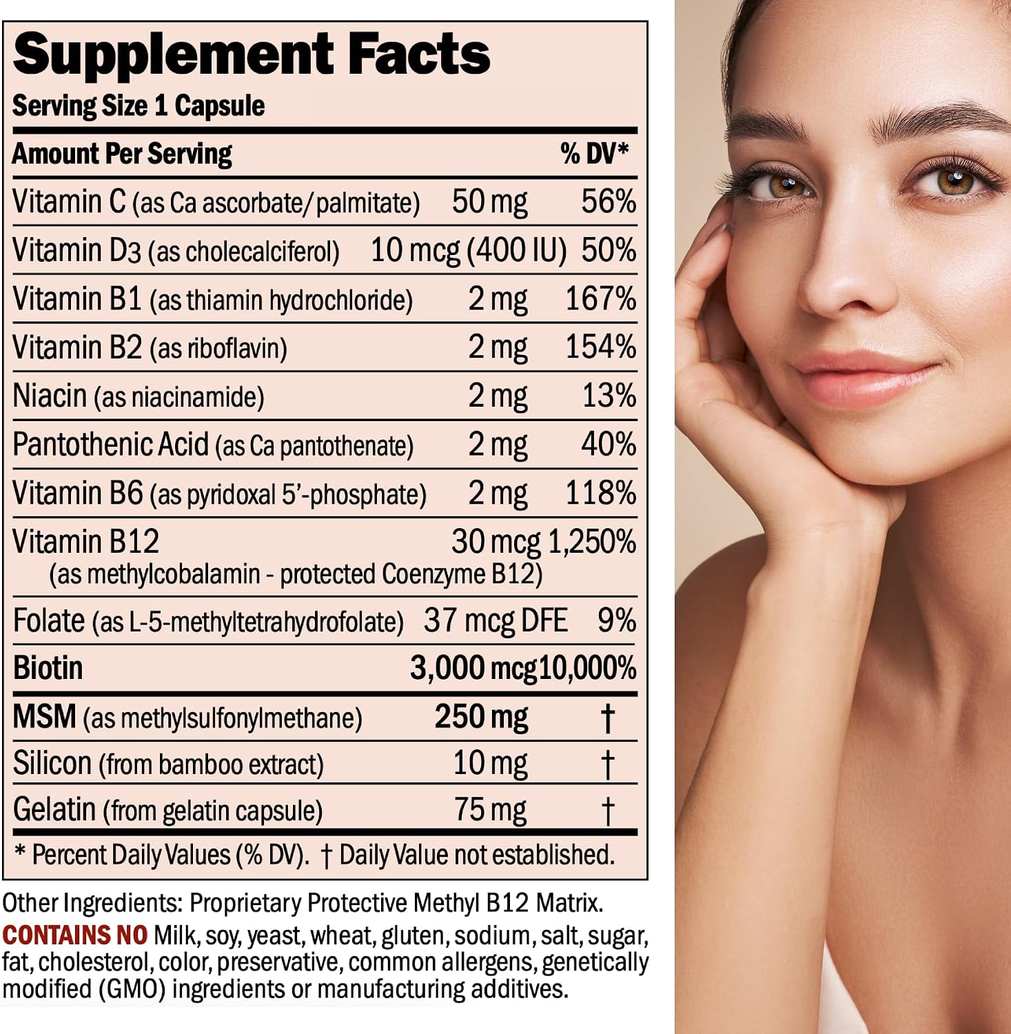 ANDREW LESSMAN Healthy Hair, Skin and Nails - 240 Cápsulas con Biotina 3000 mcg y Complejo B