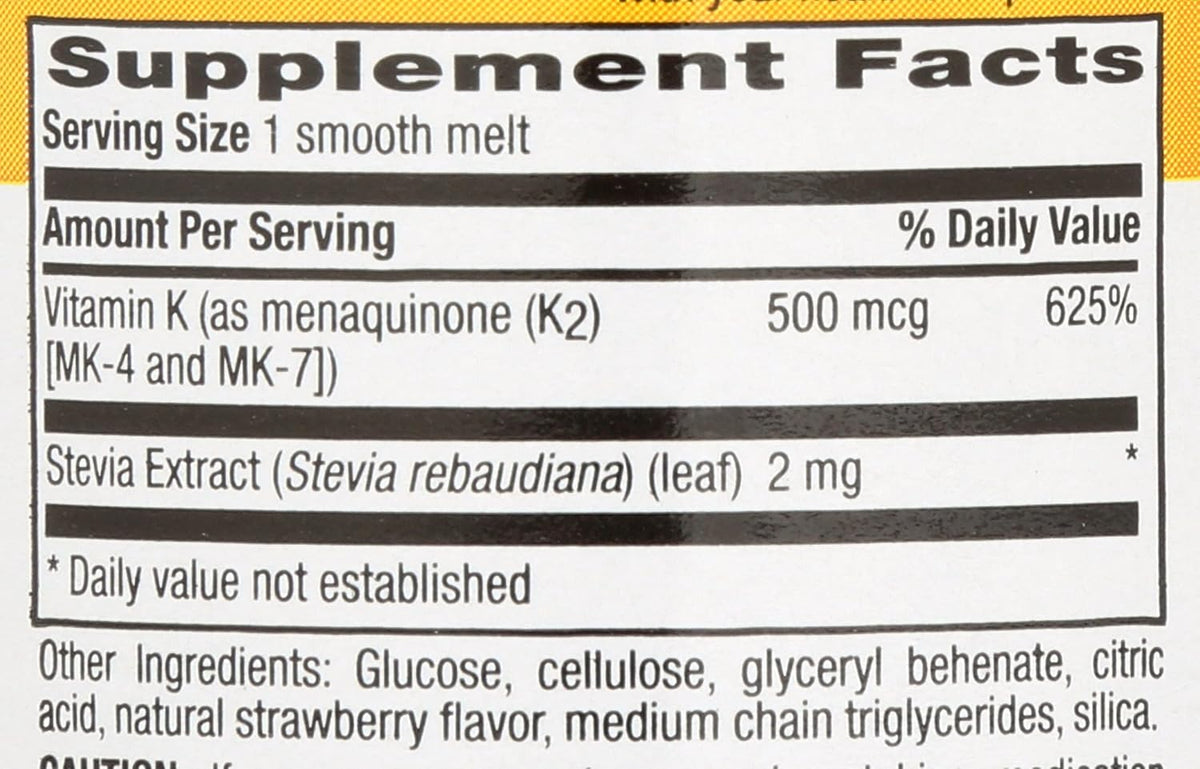 Country Life Vegan K2 Melts 500 mcg – 60 – Forma de K2: La MK-7 es la más recomendada por su larga vida media y – Image 3
