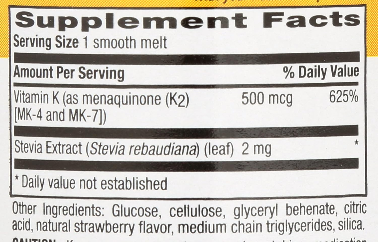 Country Life Vegan K2 Melts 500 mcg – 60 Comprimidos de Fusión Veganos