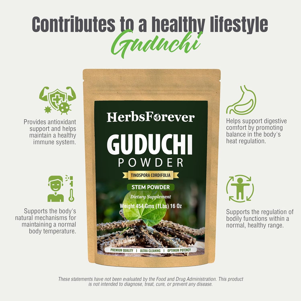 Herbsforever Guduchi Powder - Tinospora cordifolia, 454 g