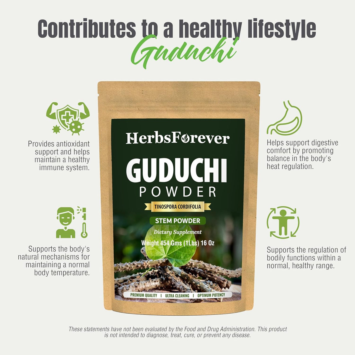 Herbsforever Guduchi Powder - Tinospora cordifolia, 454 g – Image 5